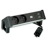 Gniazdka elektryczne - BACHMANN DESK2 ALU BLACK 2xUTE 1xUSB A&C 22W 0.2m GST18 - miniaturka - grafika 1