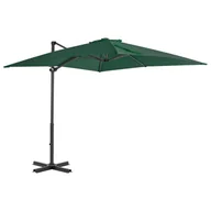 Parasole ogrodowe - vidaXL Parasol wiszący z aluminiowym słupkiem, 250x250 cm, zielony - miniaturka - grafika 1