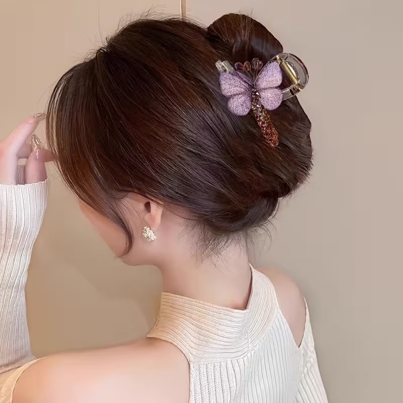 Klamra plastikowa do włosów Motyl fiolet