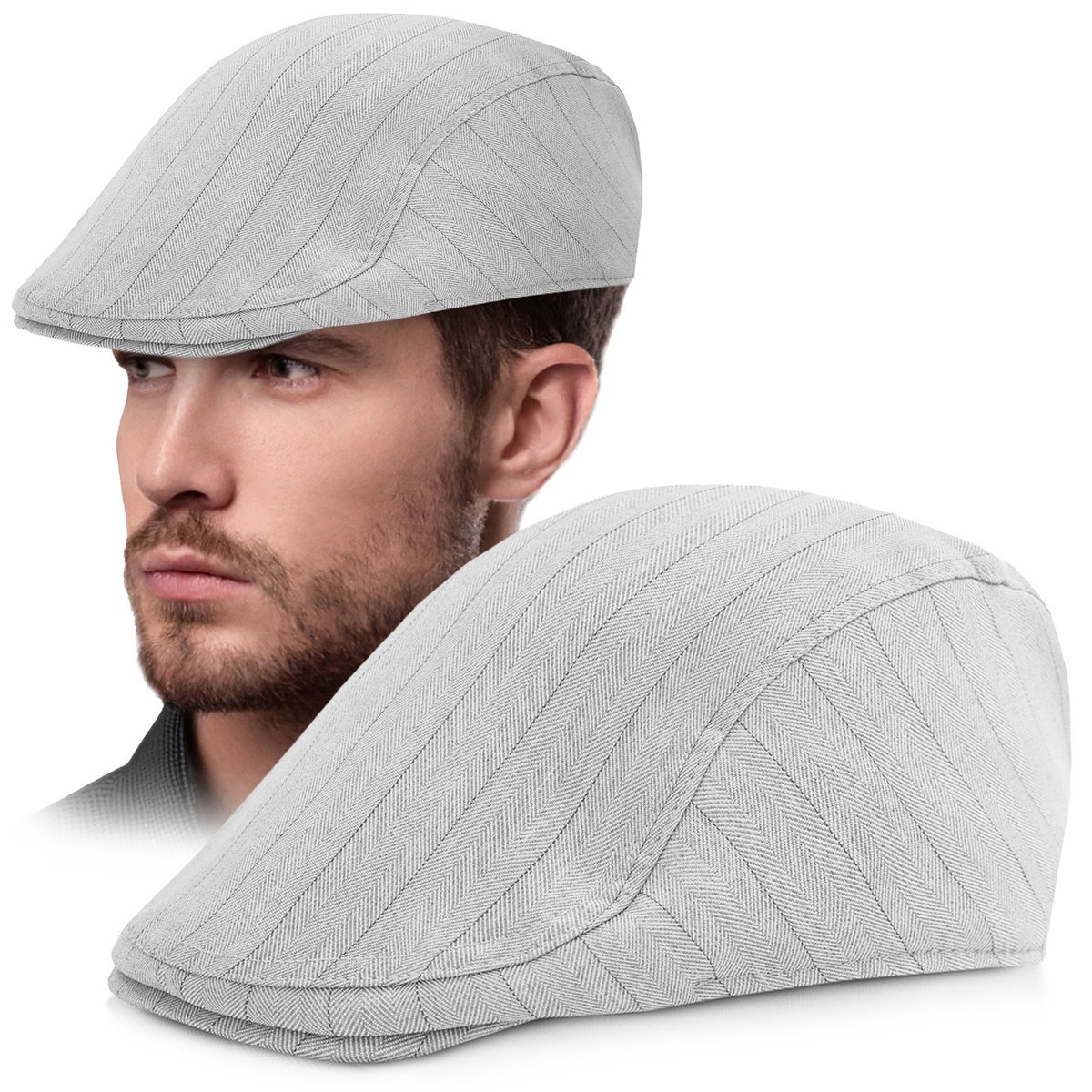 KASZKIET Męski na Lato Czapka w Jodełkę Casual JASNOSZARY Pako Jeans