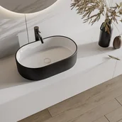 Umywalki - Umywalka łazienkowa IWA - dwukolorowa czarna, wewnątrz biała - miniaturka - grafika 1