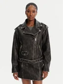 Kurtki damskie - Guess Kurtka z imitacji skóry W5YL04 WHDI0 Szary Regular Fit - miniaturka - grafika 1