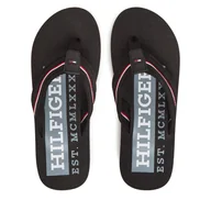 Klapki i japonki męskie - Japonki Tommy Hilfiger Corporate Hilfiger Beach FM0FM05436 Czarny - miniaturka - grafika 1