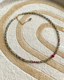 Efektowny naszyjnik choker z labradorytów - Naszyjniki Efektowny naszyjnik choker z labradorytów - Naszyjniki - miniaturka - grafika 1