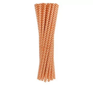 Słomki papierowe chevron, pomarańczowe, 19,7 cm, 24 szt RPAPOS-DF - Słomki do napojów - miniaturka - grafika 1