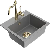 Zlewozmywaki z baterią - Mexen Milo zlewozmywak granitowy 1-komorowy z baterią kuchenną Carla, szary - 6505-71-670700-50 - miniaturka - grafika 1