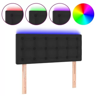 Lumarko Zagłówek do łóżka z LED, czarny, 90x5x78/88 cm, sztuczna skóra - Inne meble do sypialni - miniaturka - grafika 3