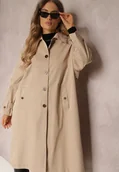 Płaszcze damskie - Beżowy Płaszcz Trencz Oversize Flilia - miniaturka - grafika 1