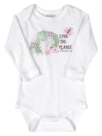 Body dla niemowląt - Body dziewczęce z długim rękawem, białe, jeż, Up Baby r.68 - miniaturka - grafika 1