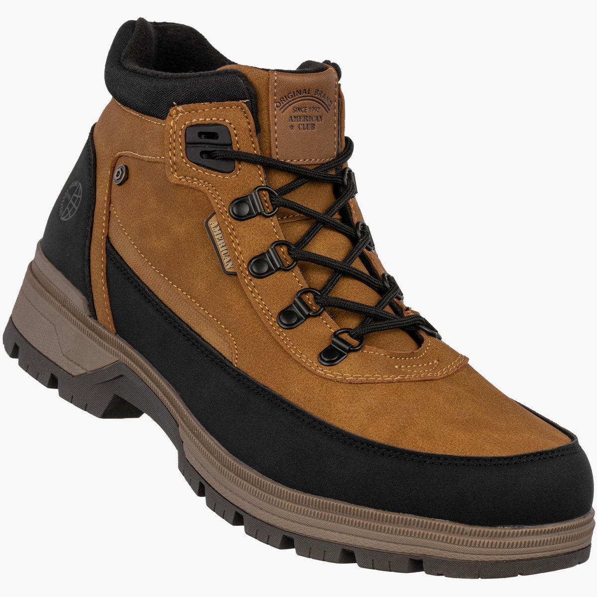 Trzewiki Męskie Ekoskóra Buty Ocieplane Za Kostkę Zimowe Camel American Club RH140/24 Camel 46