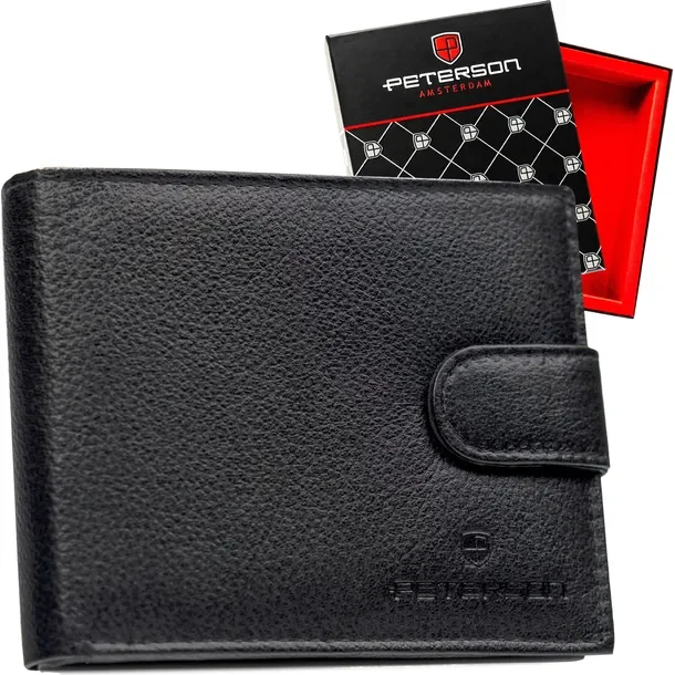 Portfel męski skórzany Peterson skóra elegancki z ochroną kart RFID STOP