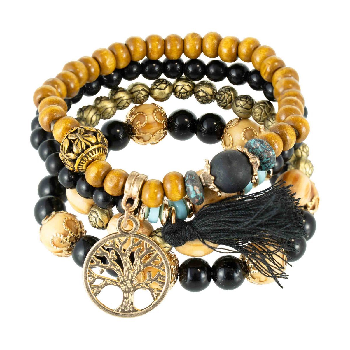 Zestaw Bransoletek Drzewo Życia Czarny - Elegancka Biżuteria