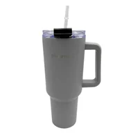 Kubki termiczne - STALOWY KUBEK TERMICZNY TERMOS 1200ml Z RĄCZKĄ I SŁOMKĄ KM-2173 - miniaturka - grafika 1