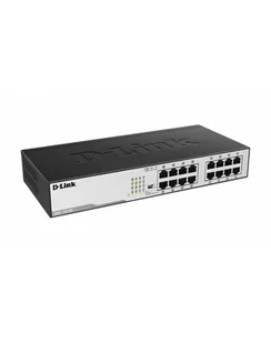 D-LINK DGS-1016D, 16-port UTP 10/100/1000Mbps Auto-sensing, Stand-alone, Unmanaged, 11-inch desktop &amp; rack-mount, 1U, D-link Green technology, EEE+ mode DIP switch, + Rackmount Brackets, Metal case with internal power supply - Switche - miniaturka - grafika 1