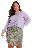 Spódnice - Trendyol Damska damska mini linia A slim fit tkana spódnica plus size, zielona, 50, ZIELONY - miniaturka - grafika 1