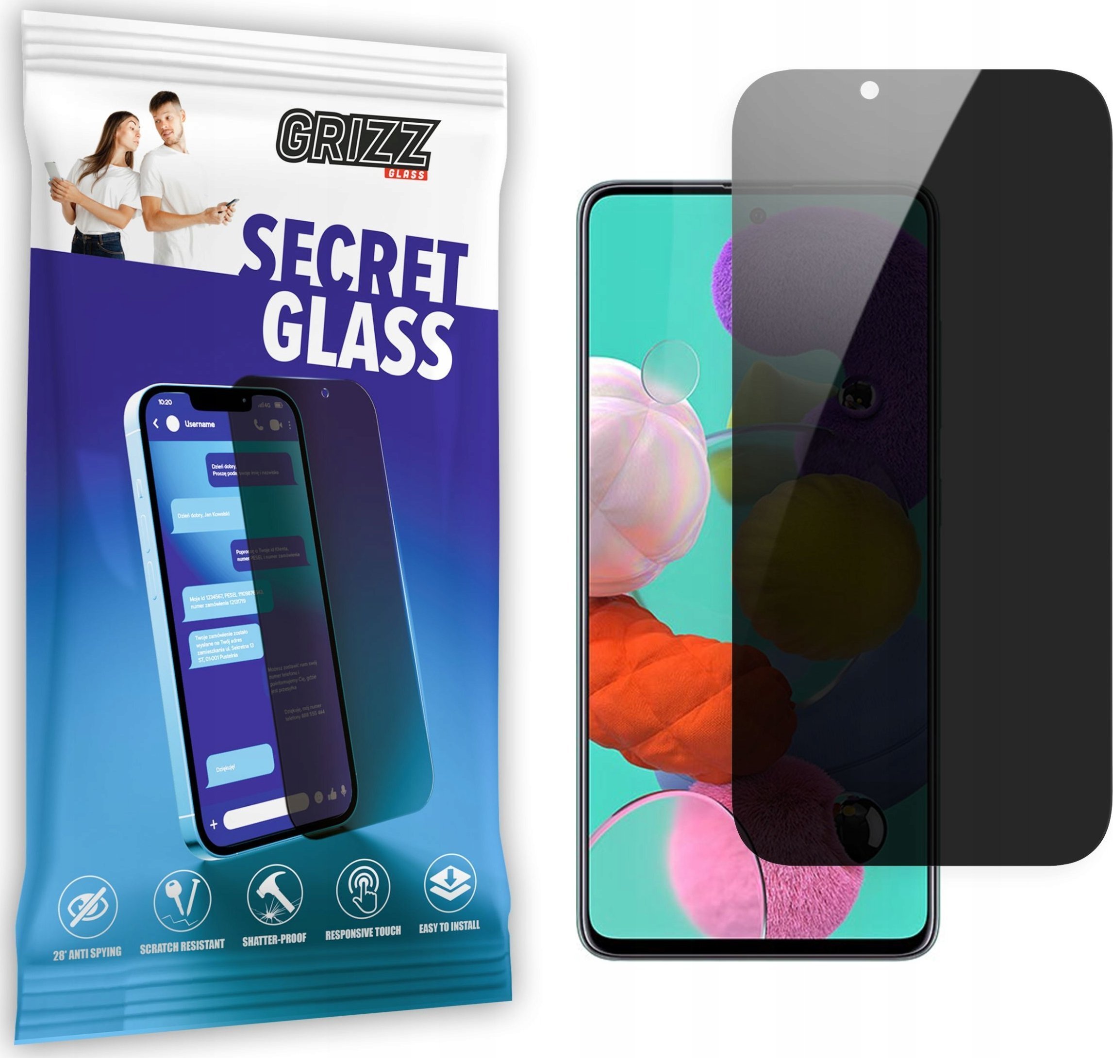 GrizzGlass Szkło prywatyzujące GrizzGlass SecretGlass Samsung Galaxy A70