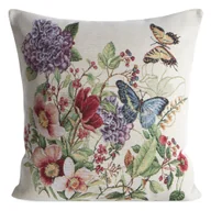 Poszewki na poduszki - Poszewka dekoracyjna gobelin SPRING2 45x45 Eurofirany naturalna czerwona niebieska kwiaty motyle - miniaturka - grafika 1
