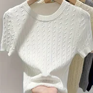 Swetry damskie - TEMU Sweter Damski Lekki - Elegancki Sweter z Okrągłym Dekoltem, Miękka Pastelowa Zielona, na Codzienne i Formalne Stylizacje Wiosen/ - Oddychający - miniaturka - grafika 1