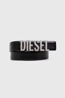 Paski - Diesel pasek skórzany damski kolor czarny - grafika 1