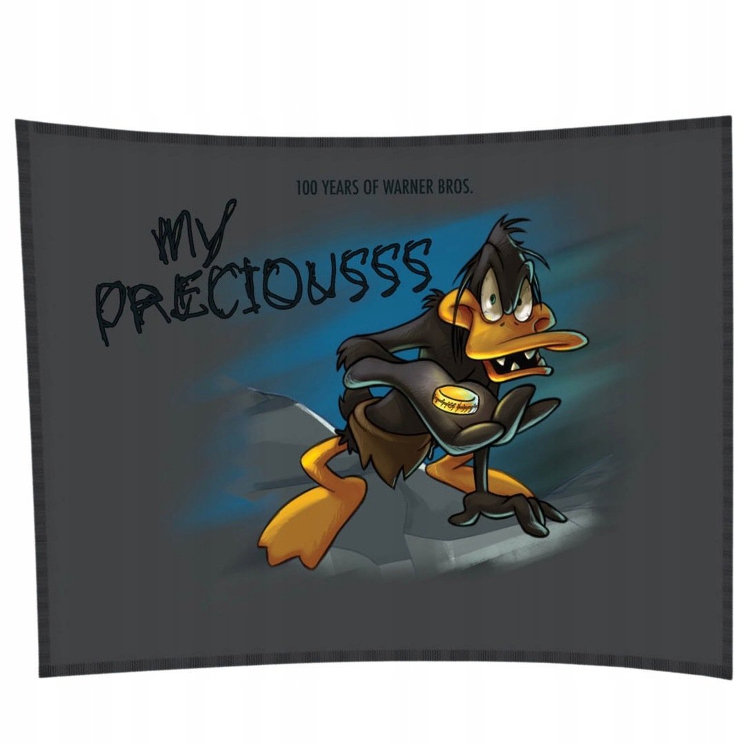 Koc Looney Tunes 150x200 Coral Kaczor Daffy Szary Duży dla Fana Kreskówki