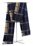 Apaszki i szaliki męskie - Szal szalik męski zimowy żółto - granatowa kratka - miniaturka - grafika 1