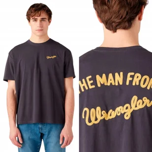 Wrangler SLOGAN TEE Faded Black BAWEŁNIANA KOSZULKA T-SHIRT HAFT Z LOGO XL - Koszulki męskie - miniaturka - grafika 1