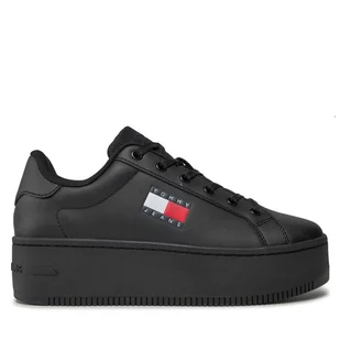 Sneakersy Tommy Jeans Tjw Flatform Ess EN0EN02518 Czarny - Sneakersy damskie - miniaturka - grafika 1