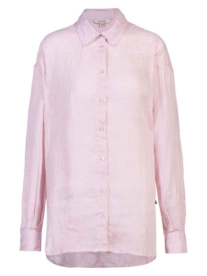Herrlicher Lniana koszula w kolorze jasnoróżowym