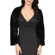 Moda i Uroda OUTLET - Handcess Kurtka Ślubna z Sztucznego Futra z Kapturem Czarna, L - miniaturka - grafika 1