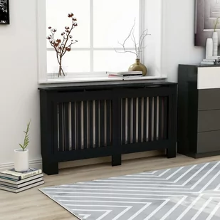 vidaXL Osłona na kaloryfer, czarna, 152x19x81 cm, MDF - Akcesoria grzewcze - miniaturka - grafika 1