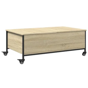 vidaXL Stolik kawowy na kółkach dąb sonoma 91x55x34 cm materiał drewnopochodny - Ławy i stoliki kawowe - miniaturka - grafika 1
