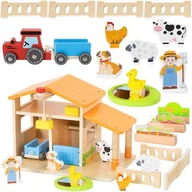 Zabawy w naśladowanie dorosłych - VIGA Drewniana Farma Dom Farmera Z Ogródkiem I Traktorem 21 el - miniaturka - grafika 1