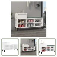 Szafki na buty - Stojak na buty The Living Store biały wysoki połysk 102x36x60 cm materiał drewnopochodny - miniaturka - grafika 1