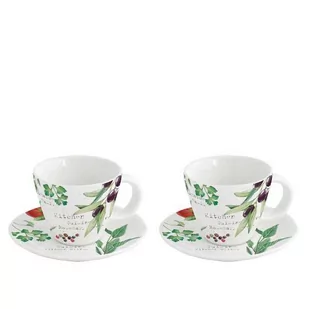 FILIŻANKI PORCELANOWE DO ESPRESSO ze SPODKAMI - Home & Kitchen - Komplet 2 szt. - Filiżanki - miniaturka - grafika 1
