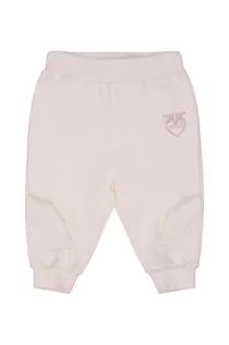 Spodnie i spodenki dla dziewczynek - Pinko Up spodnie niemowlęce kolor beżowy z nadrukiem - grafika 1