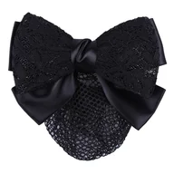 Koszulki jeździeckie - Siatka na włosy QHP Lace czarna - miniaturka - grafika 1