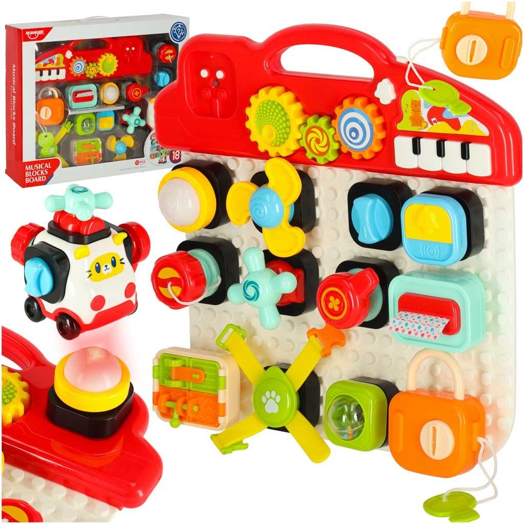 Tablica Manipulacyjna z Klockami Interaktywna Pianinko dla Dzieci 35 cm
