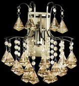 Lampy ścienne - MLAMP Glamour LAMPA ścienna ELM6246/1 21QG MLAMP szklana OPRAWA z kryształkami kinkiet crystals mosiądz bursztynowy ELM6246/1 21QG - miniaturka - grafika 1