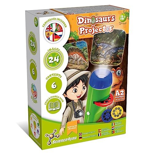 Science4you Latarka dziecięca 4+ lata - projektor rysunkowy i latarnia dziecięca z dinozaurami, zestaw naukowy, zabawka edukacyjna juurazyjska