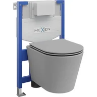 Stelaże i zestawy podtynkowe do WC - Mexen zestaw podtynkowy WC stelaż Fenix XS-F z miską WC Rico i deską wolnoopadającą, szary jasny mat - miniaturka - grafika 1