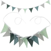 Girlandy - AiQInu Flagi do pokoju dziecięcego, trójkątne flagi, dzieci pokój dziecięcy Showe sypialnia (świeża zieleń Morandi) - miniaturka - grafika 1