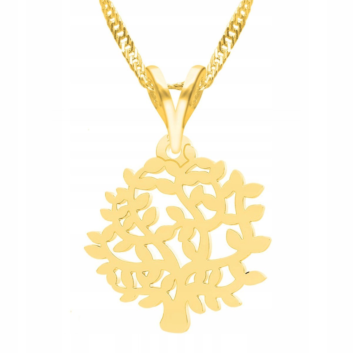 Złoty Naszyjnik z Drzewem Ażurowym Drzewko Ażurowe Drzewo SREBRO 925