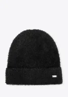 Czapki damskie - Damska czapka z miękkiej dzianiny czarna - miniaturka - grafika 1