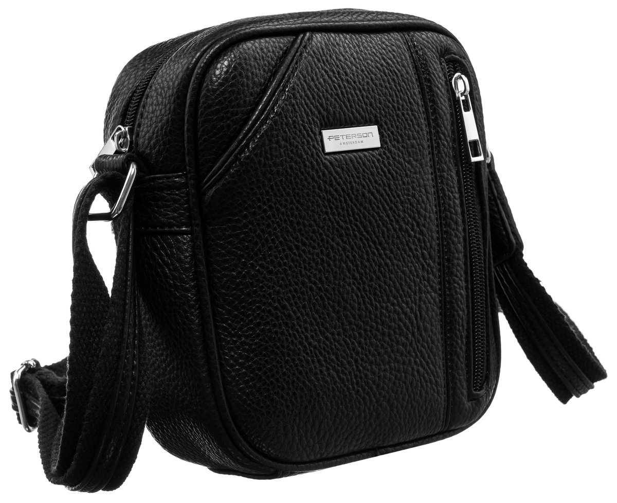 Męska torba miejska crossbody ze skóry ekologicznej Peterson, czarny