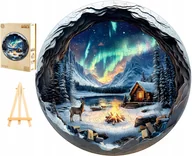 Puzzle - PUZZLE DREWNIANE DUŻE 300 ELEMENTÓW W DREWNIANYM PUDEŁKU ZORZA POLARNA 3D - miniaturka - grafika 1