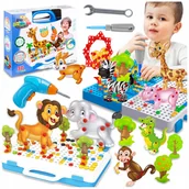 Zabawy w naśladowanie dorosłych - KLOCKI KONSTRUKCYJNE WKRĘTARKA ŚRUBKI WALIZKA ŚRUBOKRĘT KLUCZ ZESTAW 289 EL - miniaturka - grafika 1