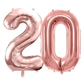 Balony i akcesoria - Balony foliowe Cyfra 20 - 86 cm - Różowe Złoto. - duże na URODZINY - miniaturka - grafika 1