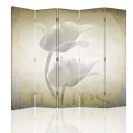 Parawany - Parawan pokojowy FEEBY, Białe tulipany, Obrotowy 180x170cm 5-częściowy - miniaturka - grafika 1