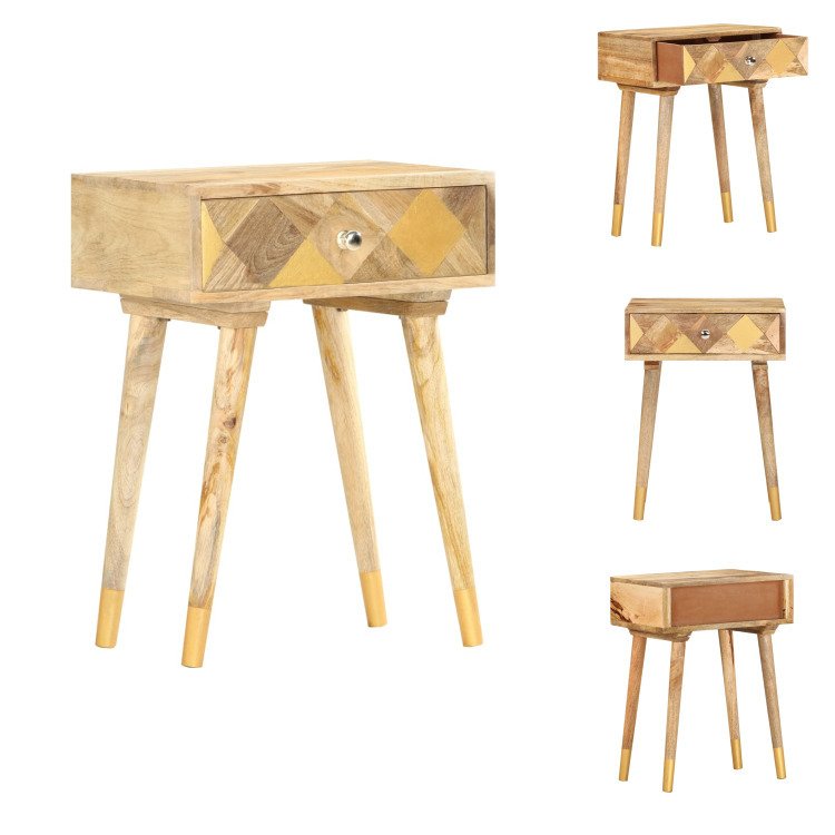 vidaXL Szafka nocna 43×30×58 cm z litego drewna mango - Szafki nocne