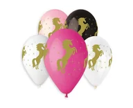 Balony i akcesoria - GMR Balony pastelowe Złoty Jednorożec - 33 cm - 5 szt. GS120/ZJ - miniaturka - grafika 1